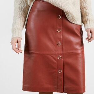 Ted baker button front leather pencil skirt